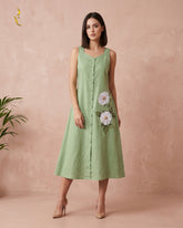 Mint Green appliqué midi dress
