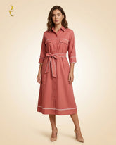 Peach kimono style midi dress