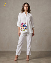 White Swiss linen co-ord set