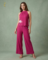 Magenta crinkled Linen co-ord set