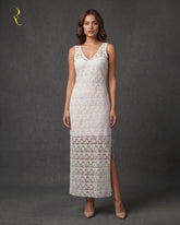White Swiss crochet one piece dress