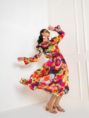 Floral Rangoli midi dress