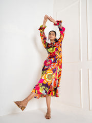 Floral Rangoli midi dress