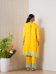 Mustard Poppies field Kurti pant set-2