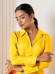 Mustard Poppies field Kurti pant set-4