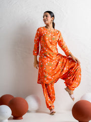 Kurti Patiyala Pant Set - Kesariya