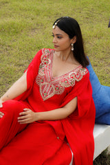 Dilruba red indowestern dress