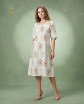 White Printed Cotton Short Dress