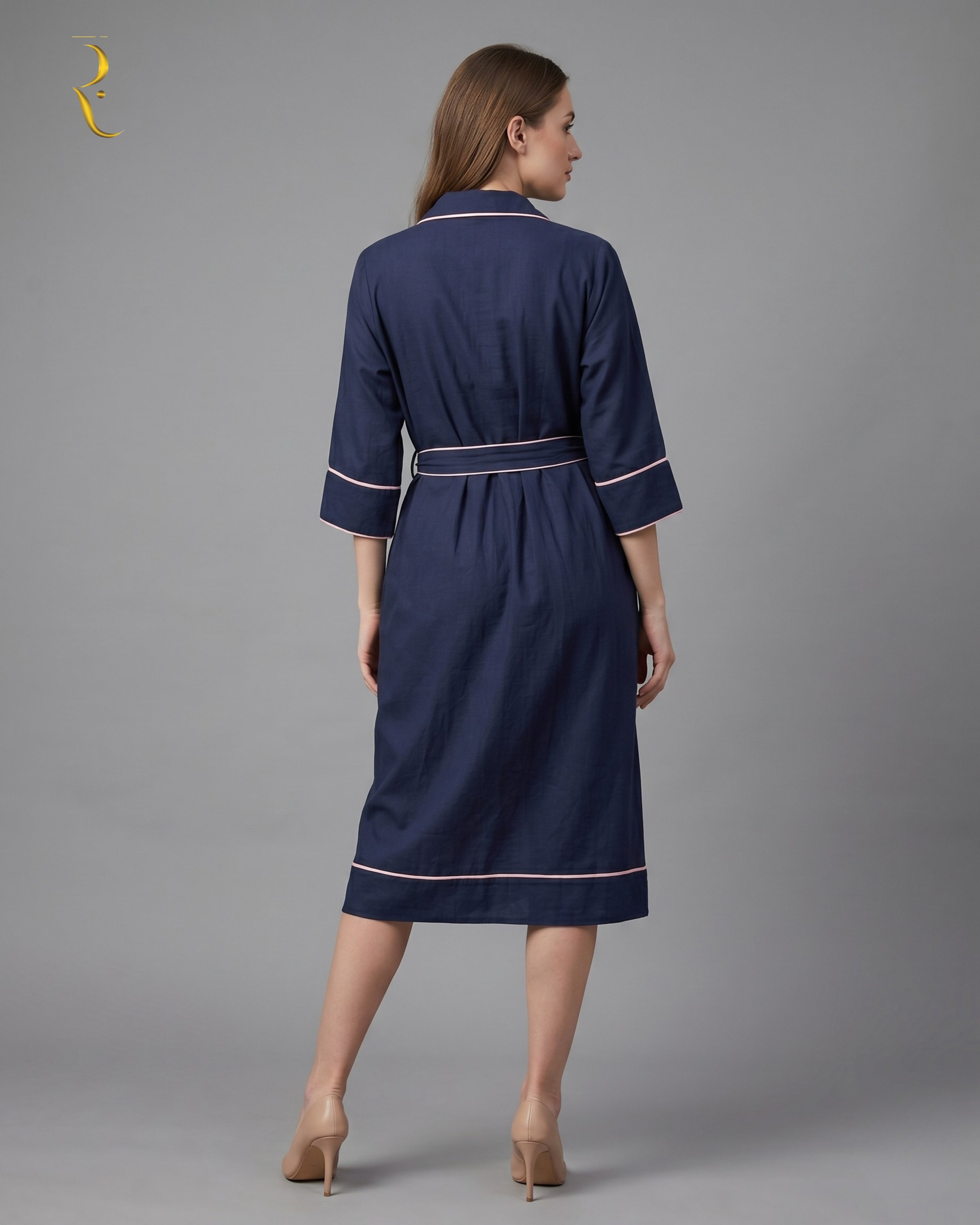 midi dress and kimono Navy Blue kimono style midi dress – RiddhomByRagini