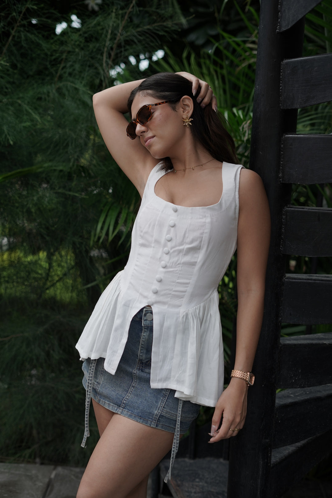 Cici White Peplum Top