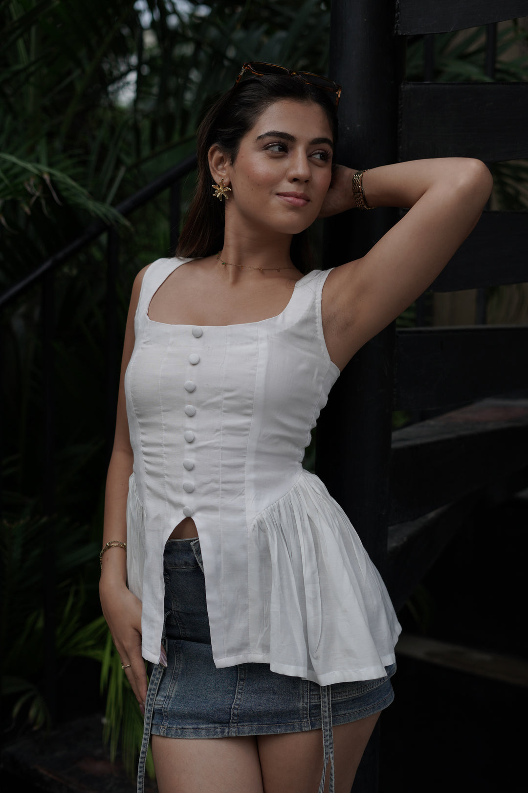 Cici White Peplum Top