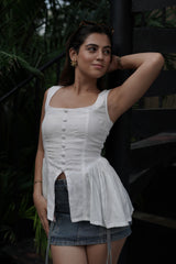 Cici White Peplum Top