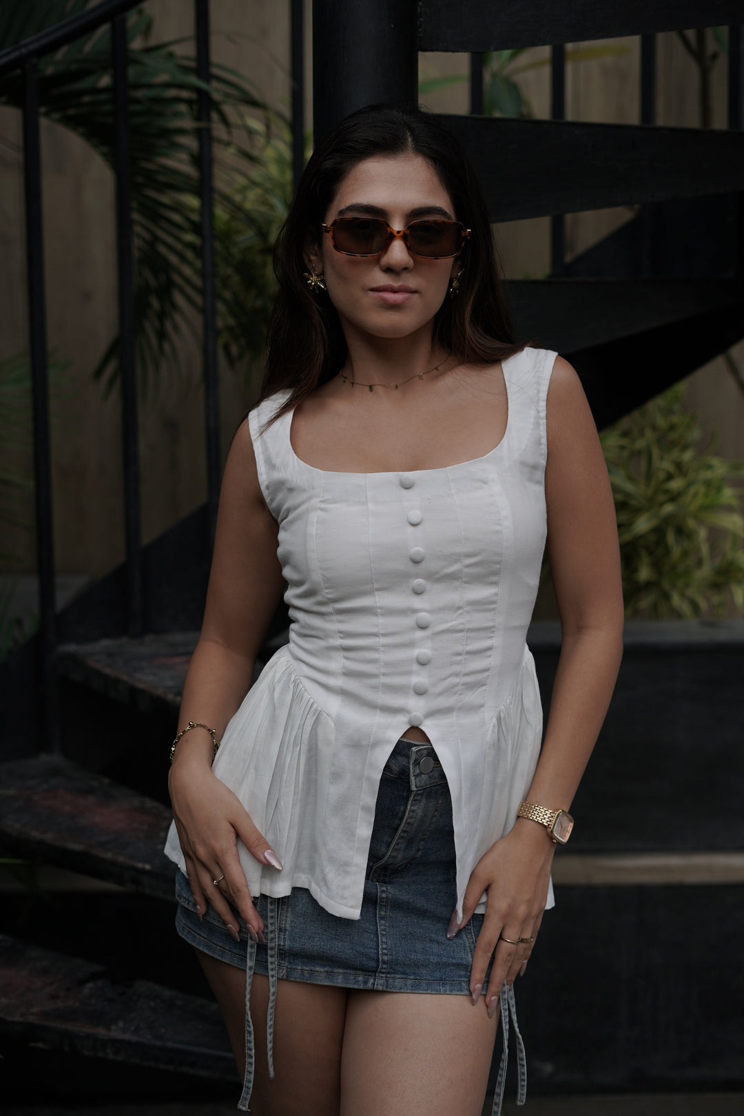 Cici White Peplum Top