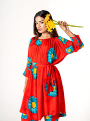 Vibrant Red tunic Kurti (Only Top)