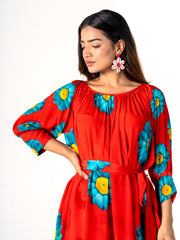 Vibrant Red tunic Kurti (Only Top)