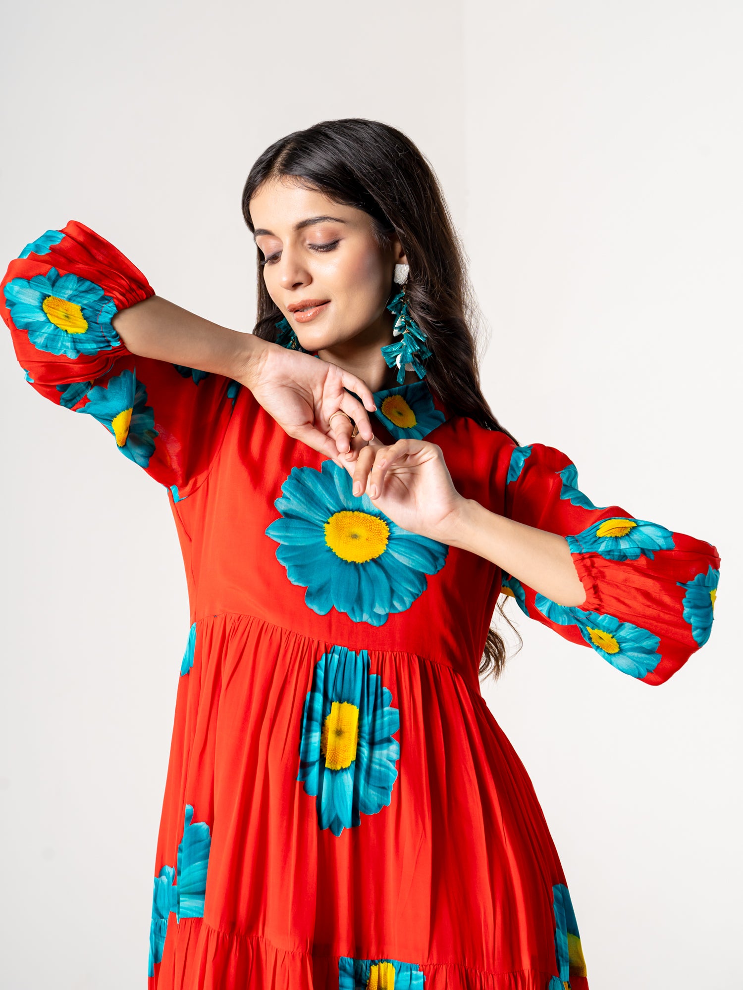 Vibrant Red Midi Dress