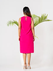 Hot Pink Poppies Field Midi Dress