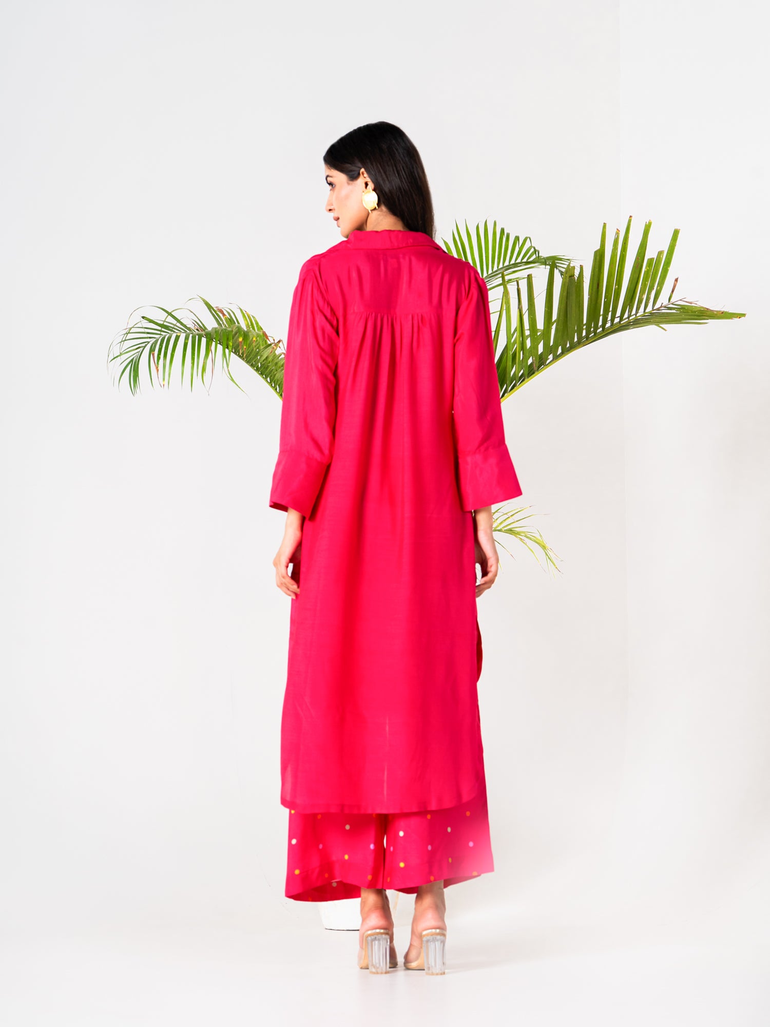 Hot Pink Poppies Field Kurti Pant Set