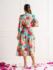 Flower clustered “Ambar” midi dress