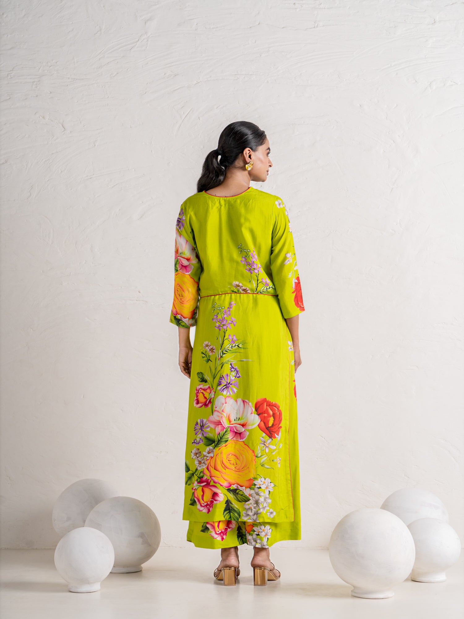 Lime green kurti pant dupatta set