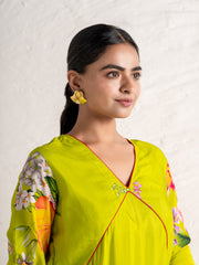 Lime green kurti pant dupatta set