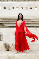 Dilruba red indowestern dress