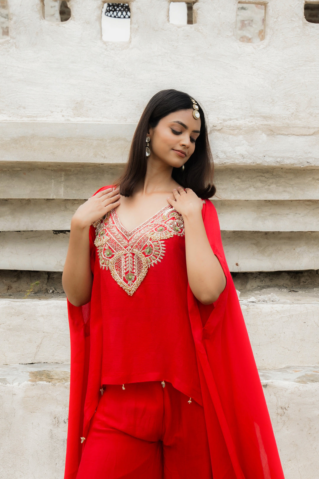 Dilruba red indowestern dress