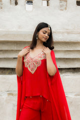 Dilruba red indowestern dress