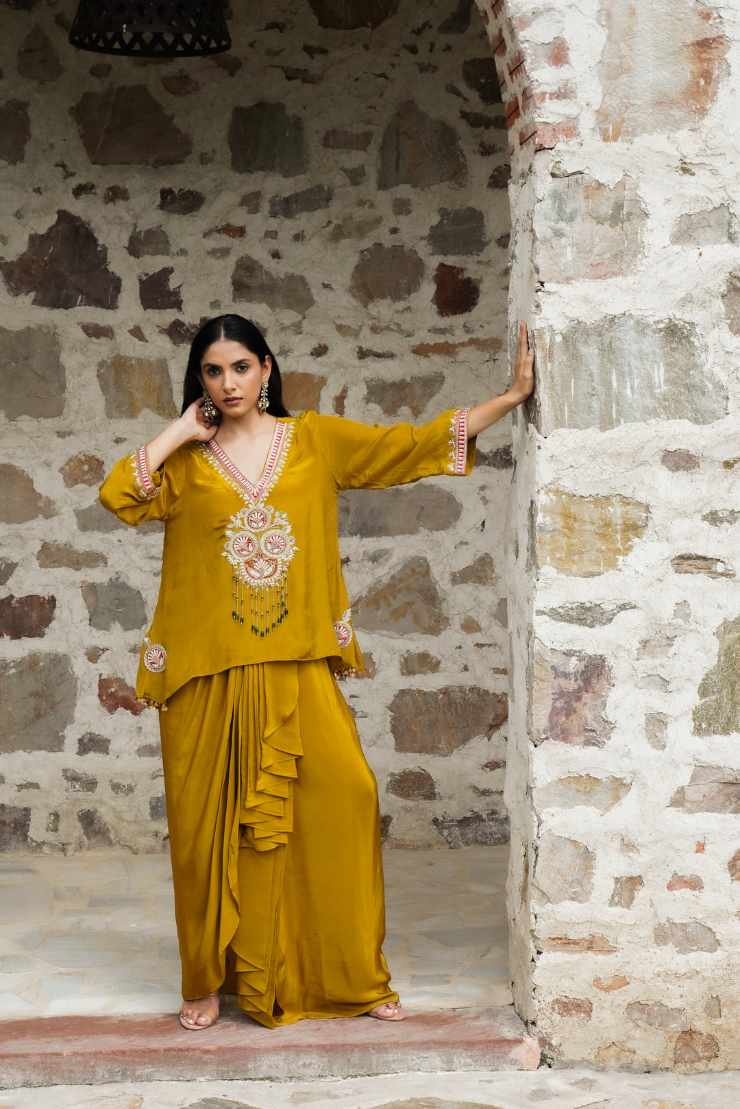 Dilruba Yellow Indowestern Dress