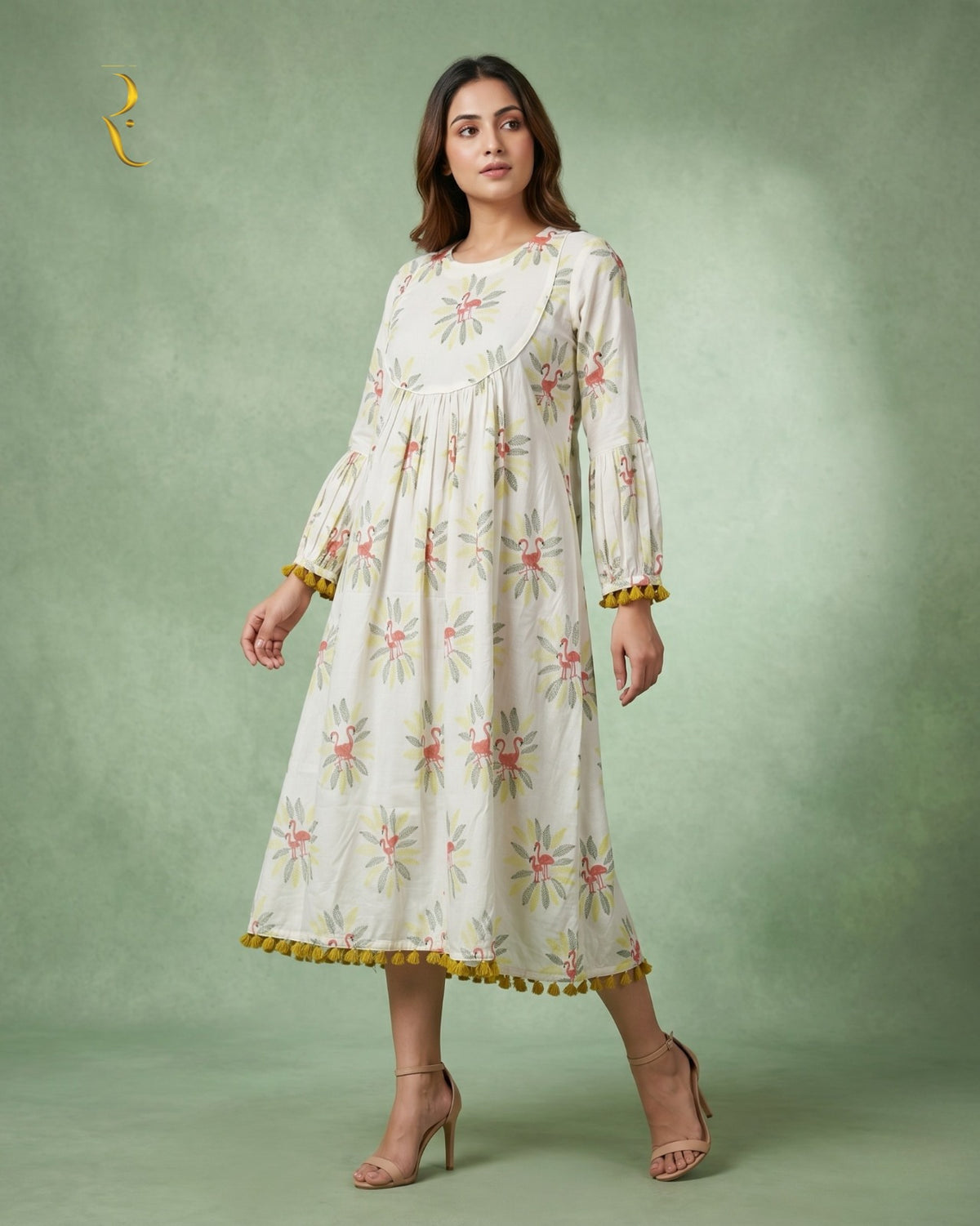 White Printed Cotton Kurti
